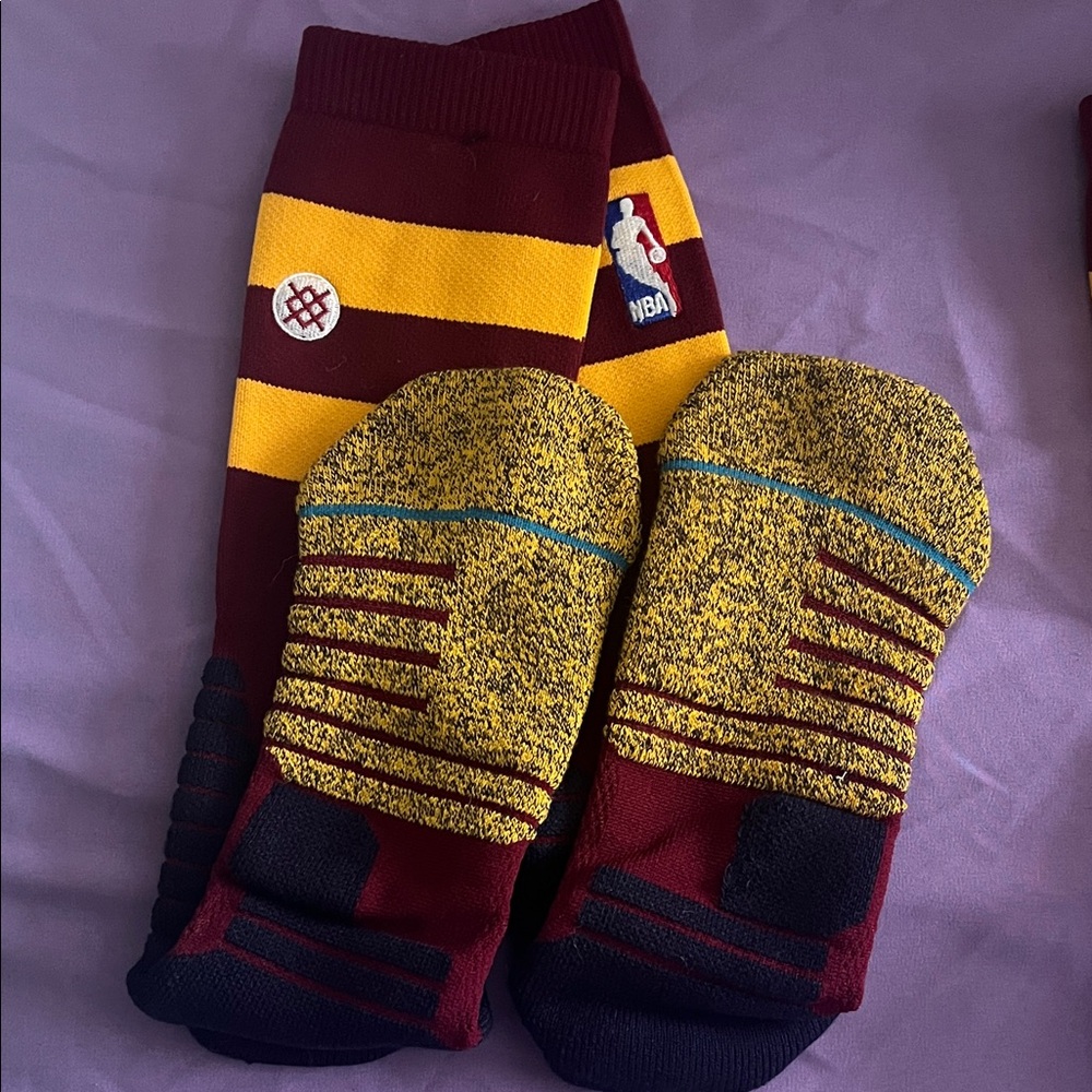 NBA Burgundy and Gold Athletic Socks. Cleveland Cavaliers. NWOT.
